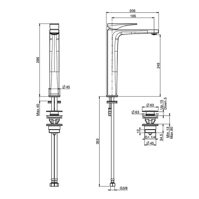 Fima Carlo Frattini Zeta Смеситель для раковины, на 1 отв., высокий, цвет: хром, артикул F3961/HNCR.1