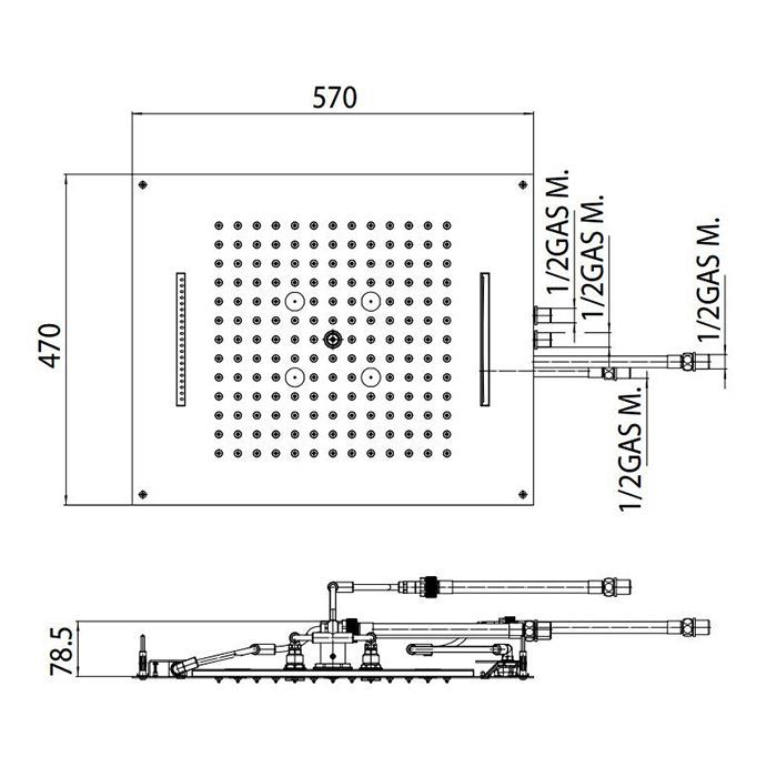 BOSSINI DREAM/3 Верхний душ 570 x 470 mm, 3 режима (дождь, каскад, туман), с 4 LED RGB, блок питания/управления, Cromoterapia, цвет: хром BOSSINI DREAM/3 Верхний душ 570 x 470 mm, 3 режима (дождь, каскад, туман), с 4 LED RGB, блок питания/управления, Cromoterapia, цвет: хром