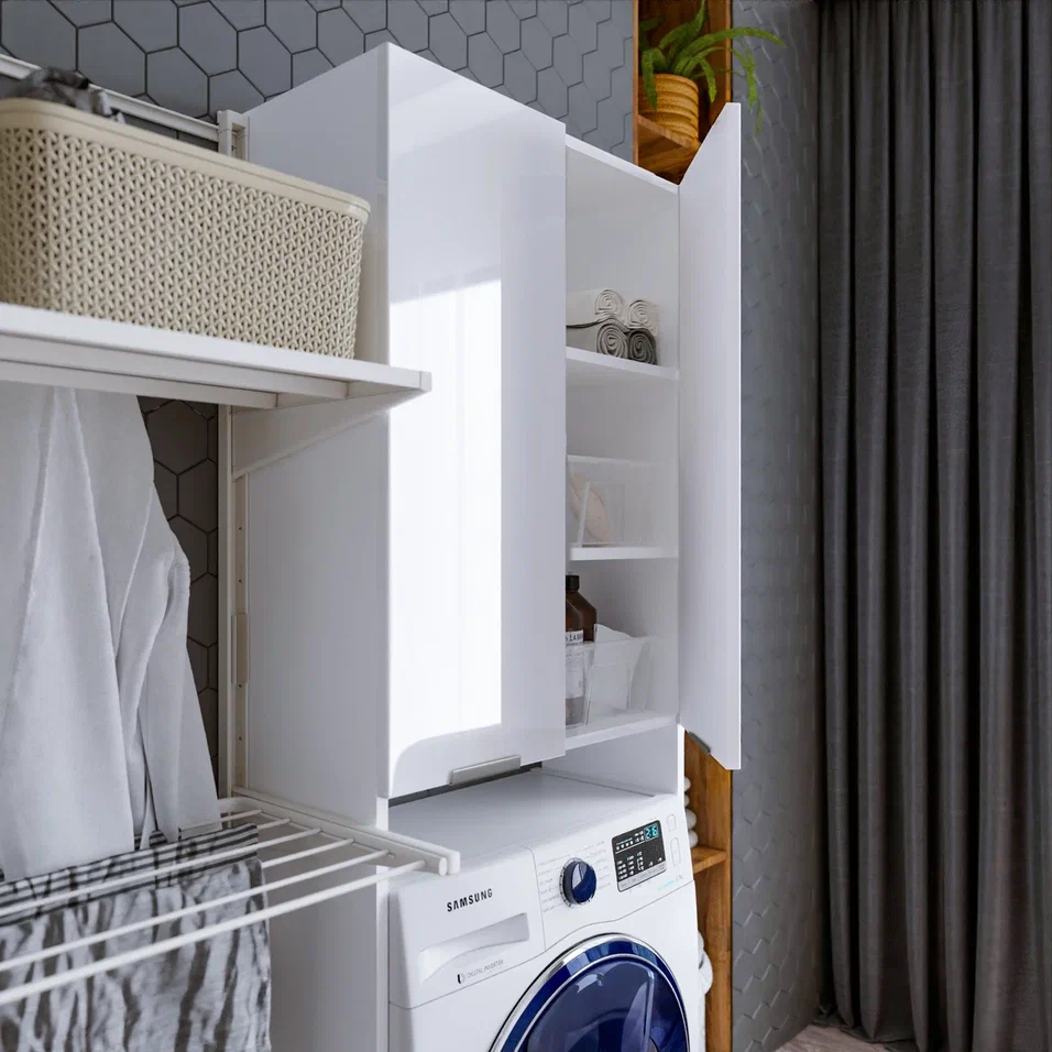Шкаф над стиральной машинкой Бриклаер Хелена 64 см, белый