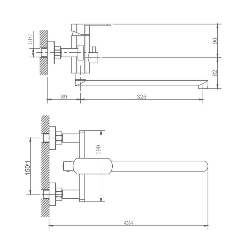 Смеситель для ванны Haiba HB22806, сталь