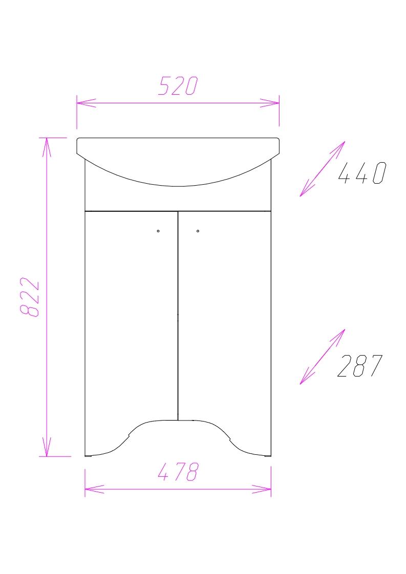 Тумба Onika Омега 50 напольная, белая (ум. Акватон 52)
