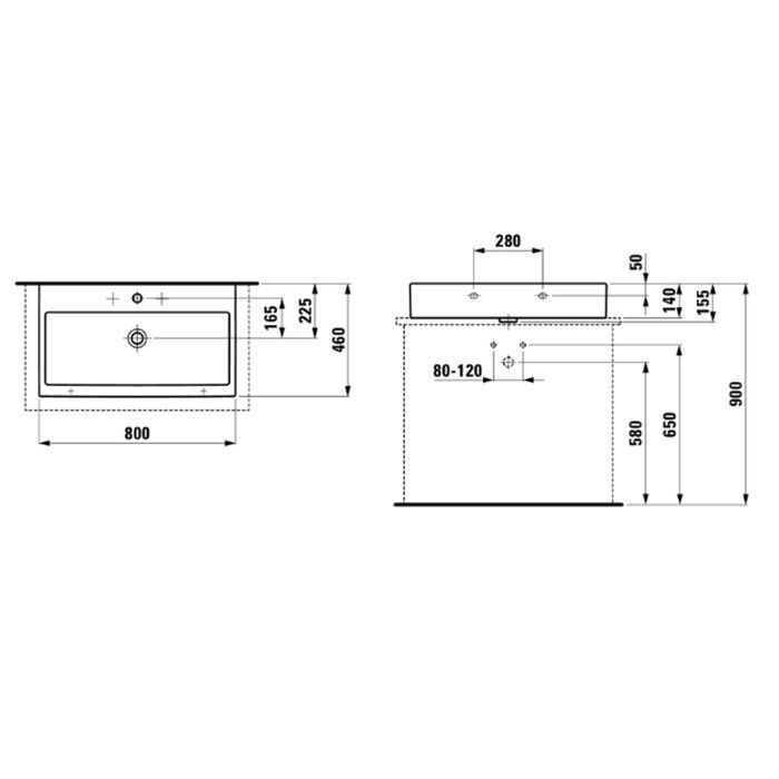 Laufen Living City Раковина 800х460х140мм без отв. под смеситель, цвет: белый