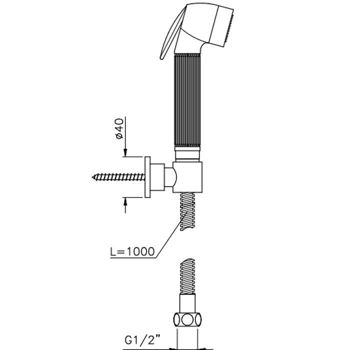 Nicolazzi Doccia Гигиенический душ, шланг 100см, с держателем, цвет Copper Plated