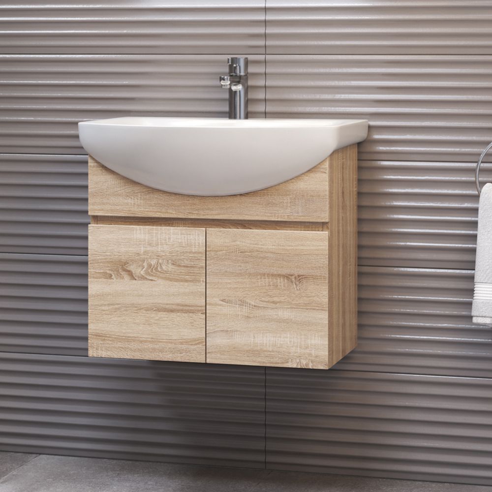 Тумба под раковину подвесная VIGO Wing tp.WIN.BAL.60.2D дуб сонома, 60 см, артикул tp.WIN.BAL.60.2D дуб сонома