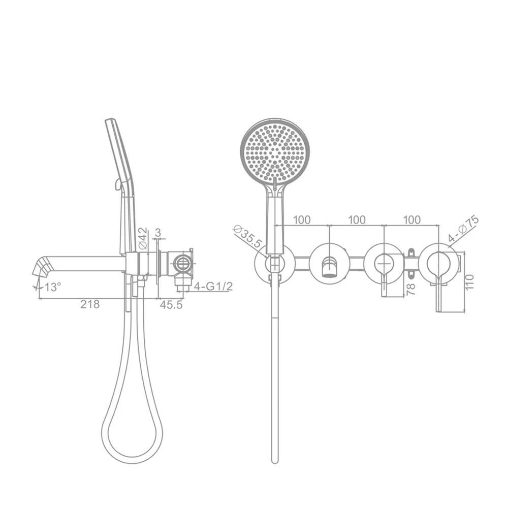 Смеситель для ванны встраиваемый Raglo R20.32.03, золотой сатин