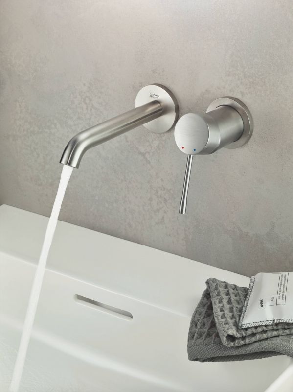 Внешняя часть смесителя GROHE Essence New для раковины, настенный монтаж, на два отверстия, суперсталь (19408DC1) Внешняя часть смесителя GROHE Essence New для раковины, настенный монтаж, на два отверстия, суперсталь (19408DC1)