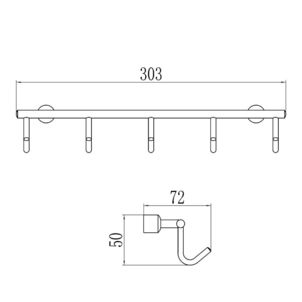 Планка с крючками Savol S-005255, хром