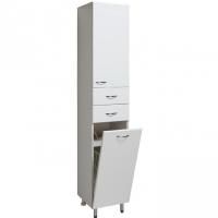 Шкаф пенал Runo 40 R 4620750021252 с бельевой корзиной Белый