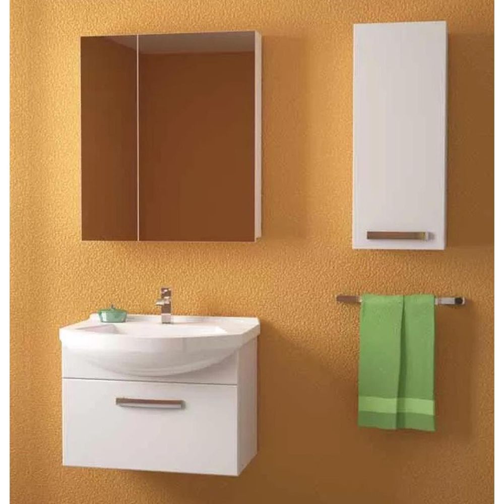 Тумба с раковиной подвесная Dreja Alfa 55 см, белый, артикул 99-0305-com