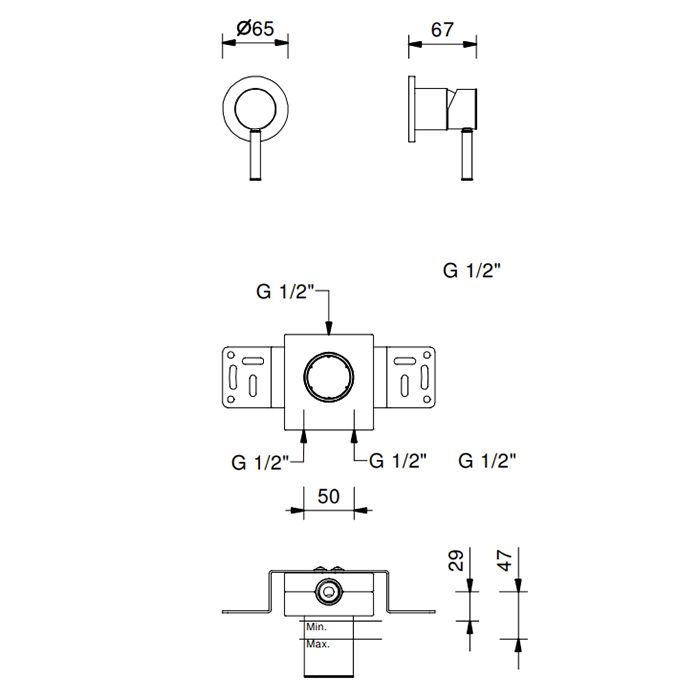 Fantini Nostromo Смеситель для душа, встраиваемый, на 1 источник, (наружняя часть), цвет Matt British Gold PVD