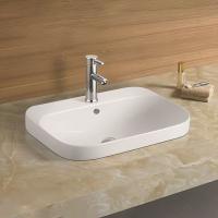 Раковина керамическая полувстраиваемая AM-7976, цвет белый, 600х450х160