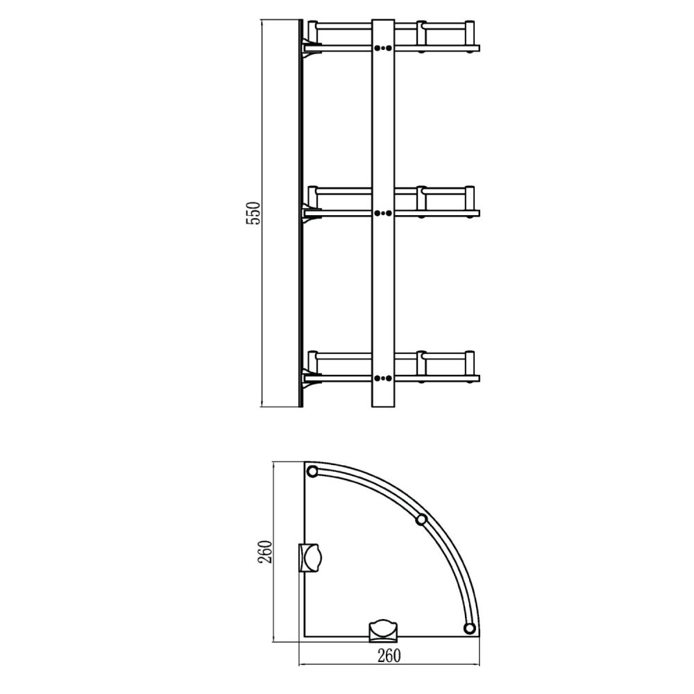 Полка угловая стеклянная Savol S-003031, хром