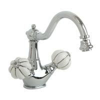 OLIVIA Смеситель для биде, донный клапан "click-clack", бел. с декором платина/хром