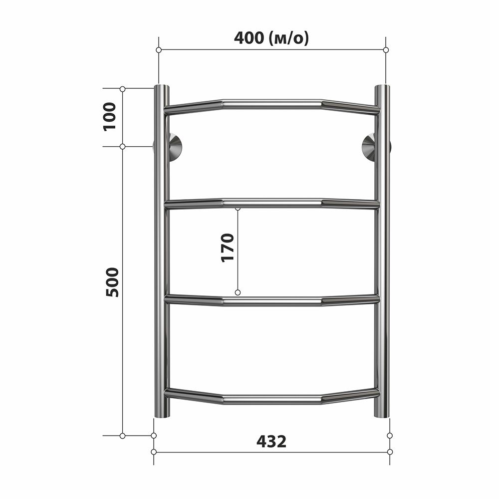 Полотенцесушитель водяной Stelmix 60x40 см, трапеция