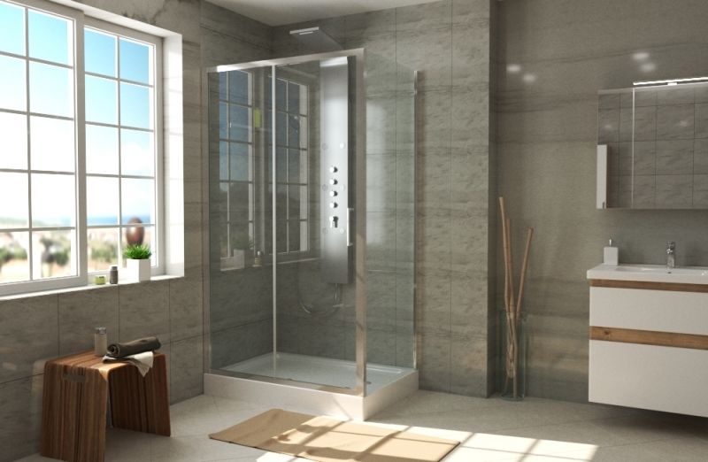 Душевой уголок Bravat Line 120x80 BS120.3101A профиль Хром стекло прозрачное