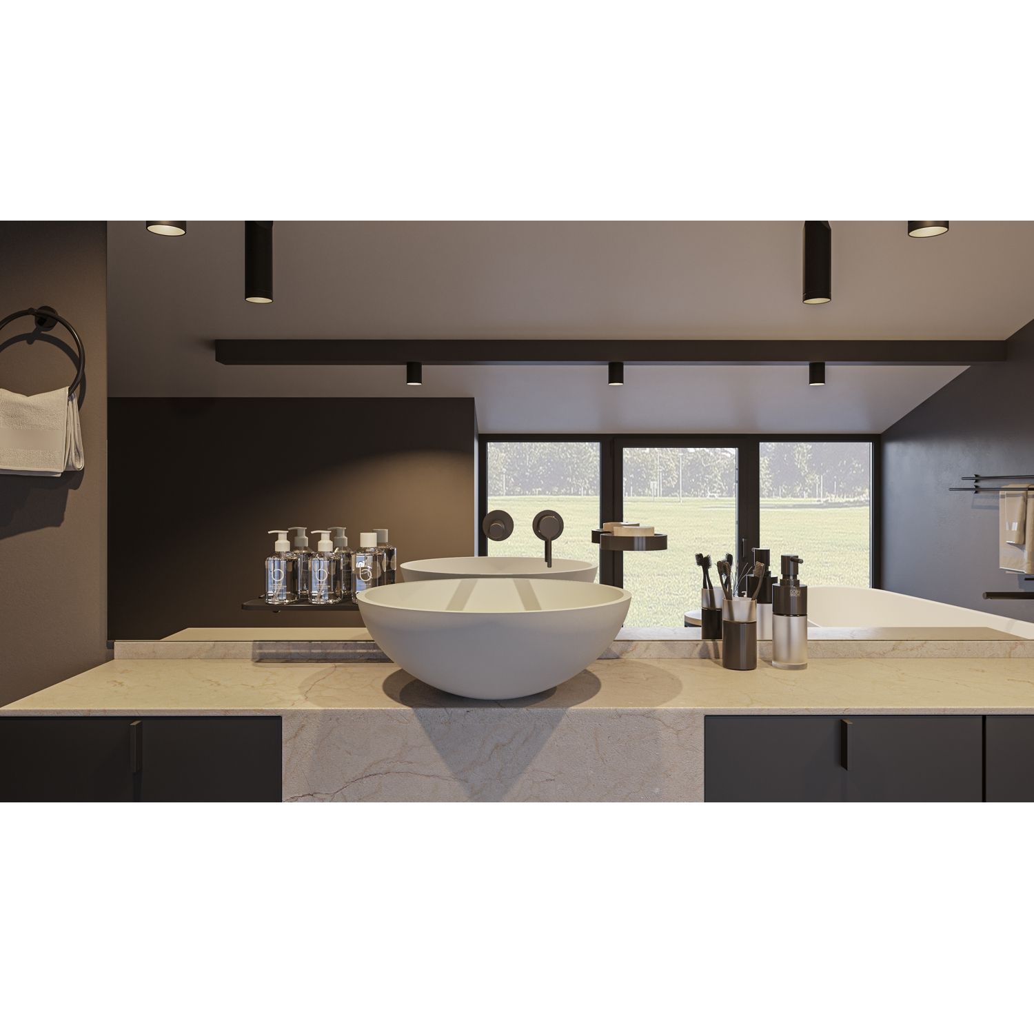 Умывальник WHITECROSS Cornelian D=43 (белый мат) иск. камень