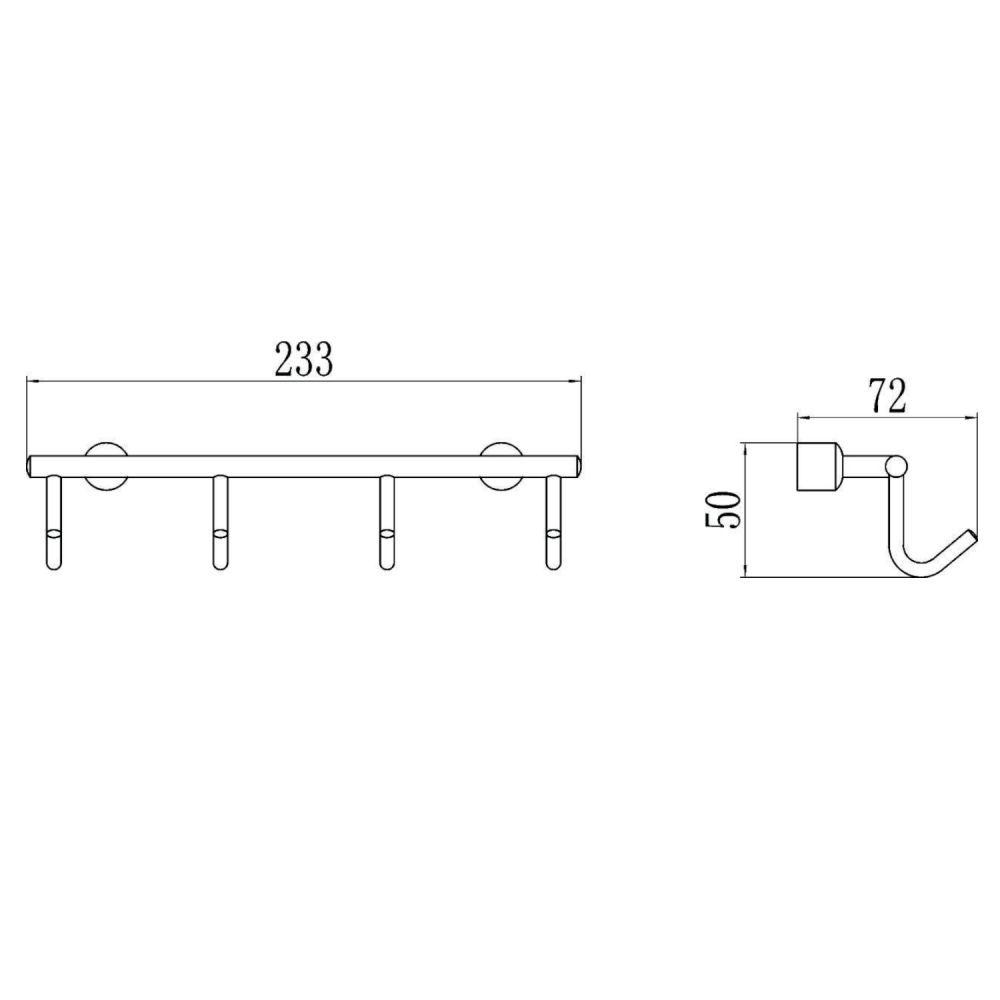 Планка с крючками Savol S-005254, хром