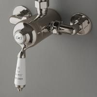 Devon Cмеситель универсальный д/скрытого и наружнего монтажа, с ручкой белой, цвет: никель блестящий