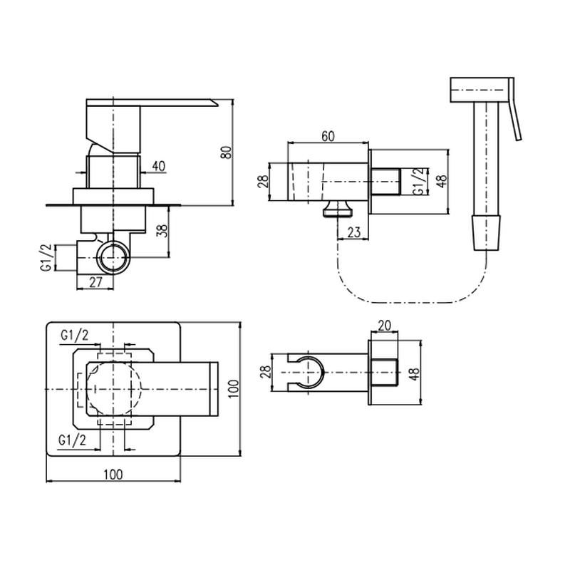 Гигиенический душ со смесителем Rav Slezak Loira LR542/1, хром