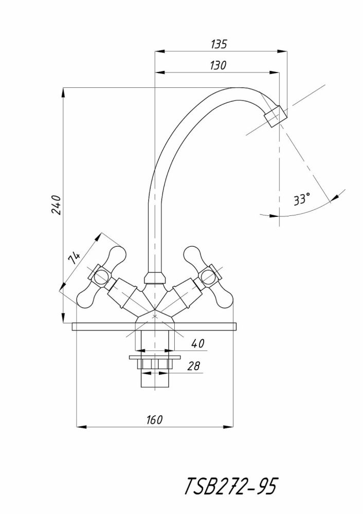 Смеситель для кухни TSARSBERG (TSB-272-95) тип См-МДЦБА, артикул TSB-272-95