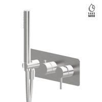 Newform X-STEEL 316 Наружная часть встр. душ. смесителя на 2 выхода, ручной душ, кронштейн, на декоративной платине (для 31030), цвет: INOX Newform X-STEEL 316 Наружная часть встр. душ. смесителя на 2 выхода, ручной душ, кронштейн, на декоративной платине (для 31030), цвет: INOX