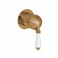 Nicolazzi P.m. Blanc Внешняя часть встраиваемого смесителя для душа, 1 источник, ручки белая керамика, цвет: raw brass