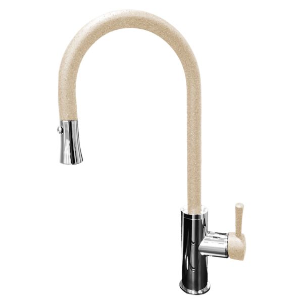 Смеситель для кухни с выдвижным изливом GranFest 7652, кашемир