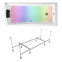 Комплект 4 в 1 Lavinia Boho One S3-3701004P, акриловая ванна 140x70 см, металлический каркас с монтажным набором, мягкий подголовник, хромотерапия
