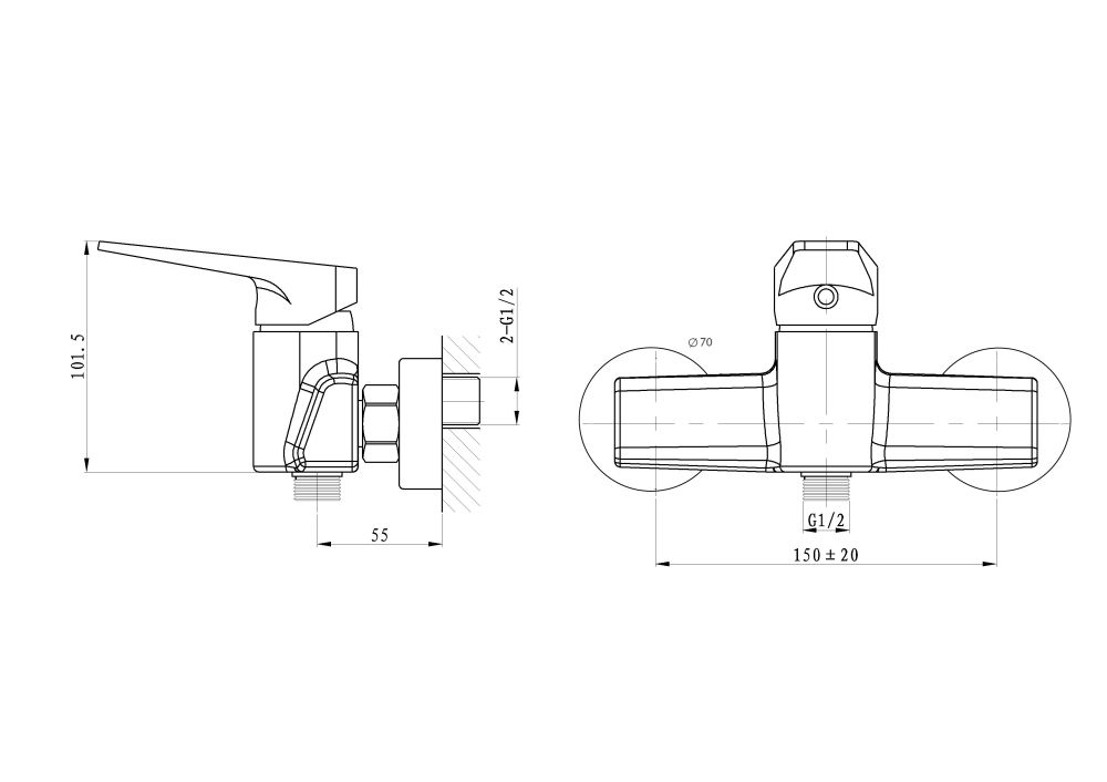 Смеситель для душа WONZON & WOGHAND ATHENS, Хром (WW-084101-CR)