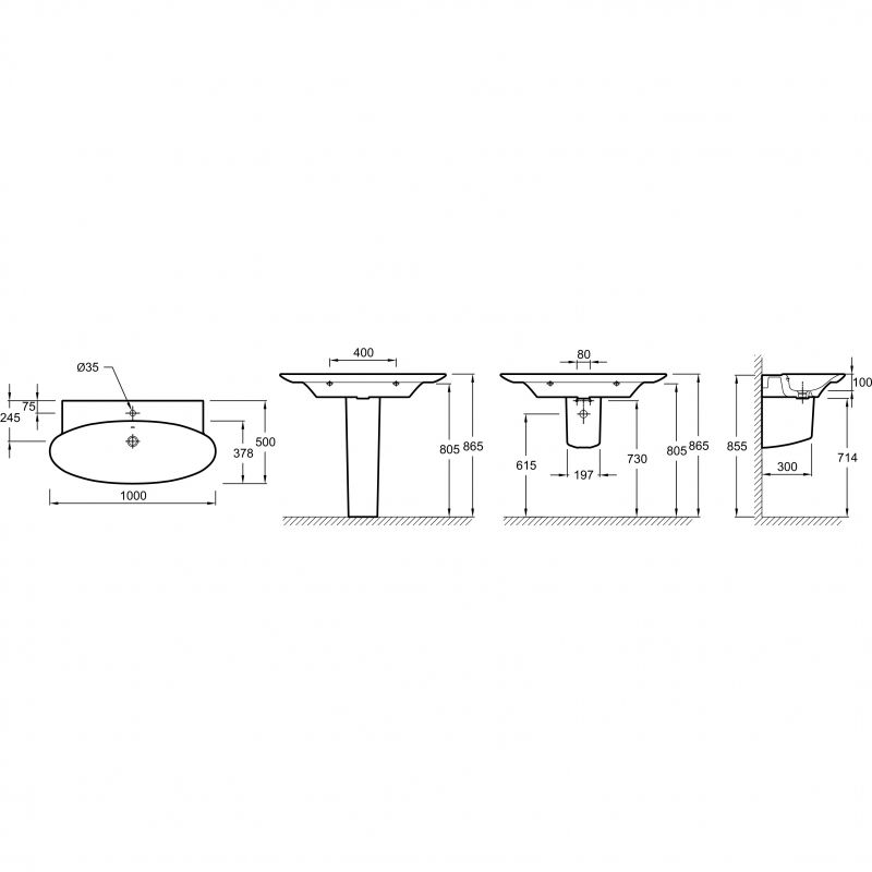 Подвесная раковина-столешница 100 х 50 см Jacob Delafon E4436-00