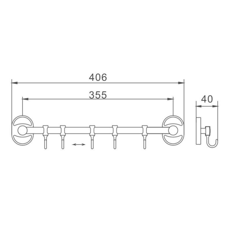 Планка с крючками для полотенец D-Lin D289700-5, хром
