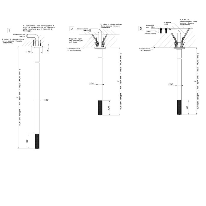 GESSI INCISO Излив потолочный для удаленного управления, длина под заказ(150-1900мм), цвет: finox