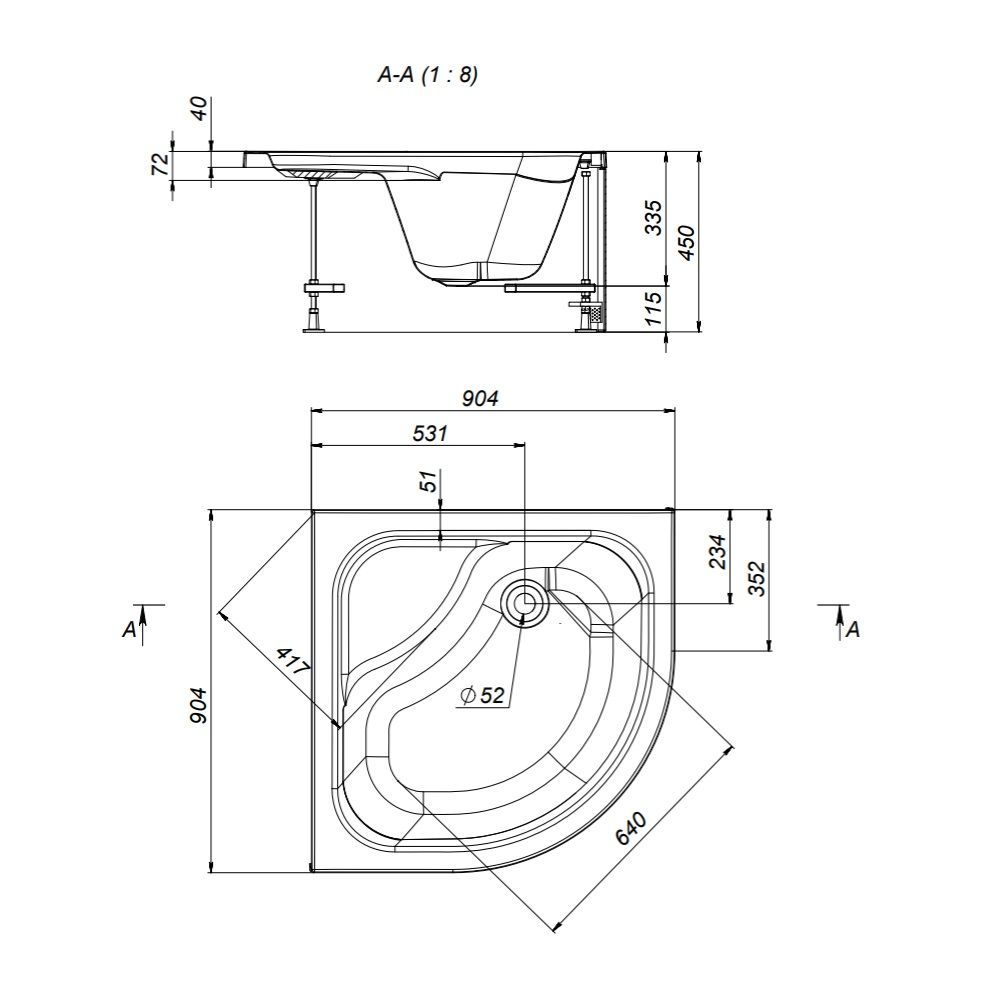 W90T-401A090W Gem Deep душевой поддон 90х90 с сифоном, белый W90T-401A090W Gem Deep душевой поддон 90х90 с сифоном, белый