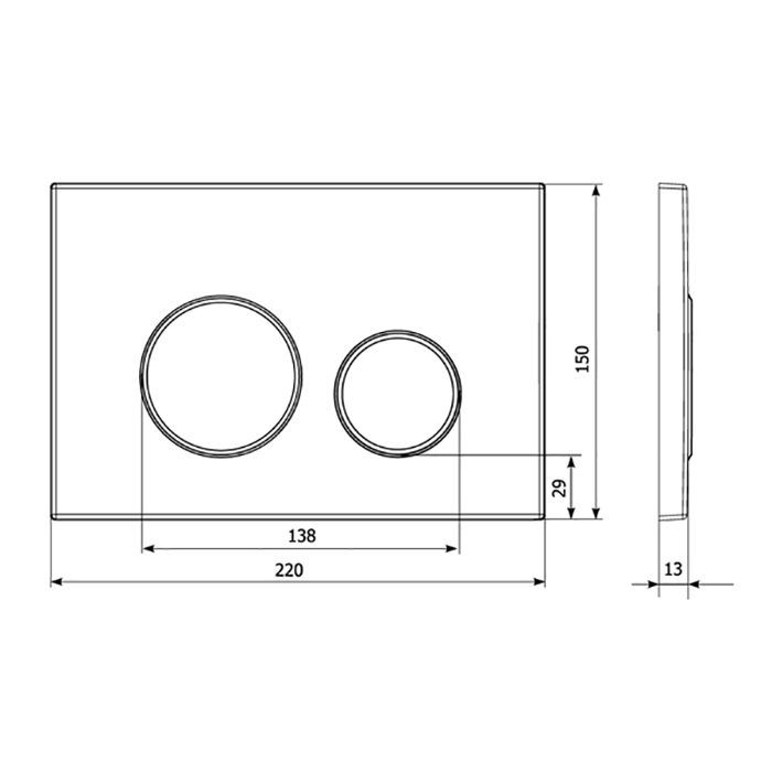 Кнопка смыва Veconi Round VFR-CH, 150х220х13, пластик, хром Кнопка смыва Veconi Round VFR-CH, 150х220х13, пластик, хром