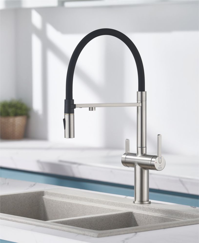 Смеситель для кухни с подключением фильтра для воды Rose R458L, сатин