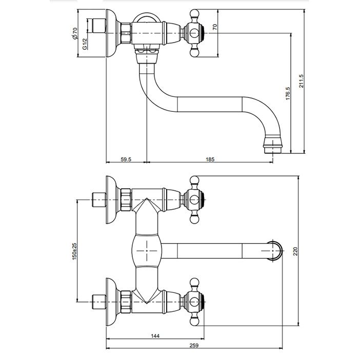 Fima Carlo Frattini Kitchen Смеситель для кухни, настенный, Elizabeth, цвет: золото Fima Carlo Frattini Kitchen Смеситель для кухни, настенный, Elizabeth, цвет: золото