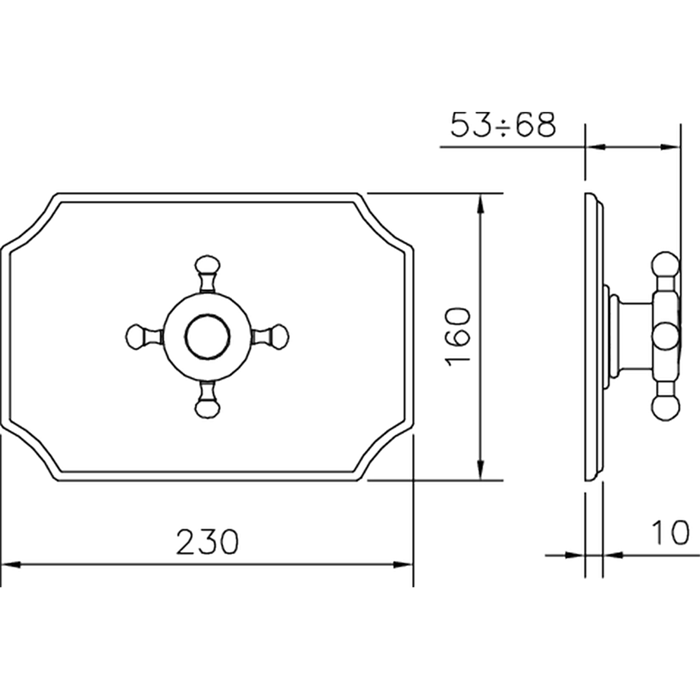 HUBER Victorian Внешняя часть встраиваемого термостатического смесителя для душа без запорного вентиля, цвет хром