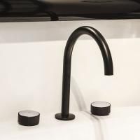 Fima Carlo Frattini Texture Collection Смеситель на раковину, на 3 отв., с донным клапаном, цвет: чёрный матовый