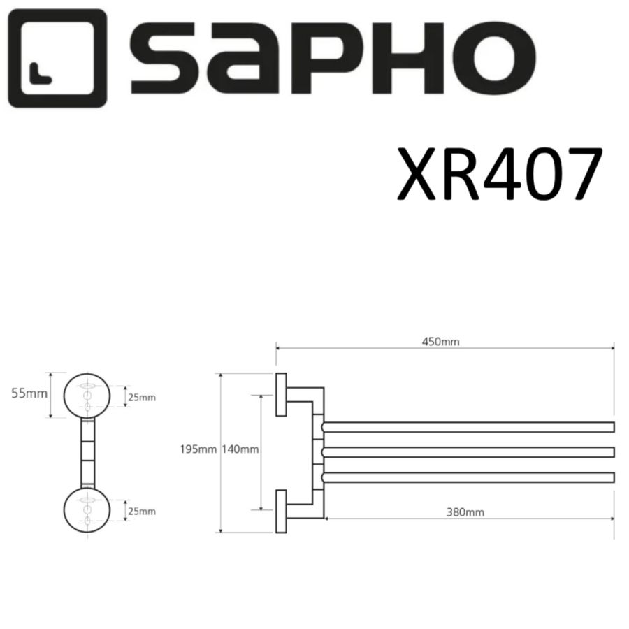 Полотенцедержатель X-ROUND, тройной, поворотный 450 мм, хром, Sapho, артикул XR407