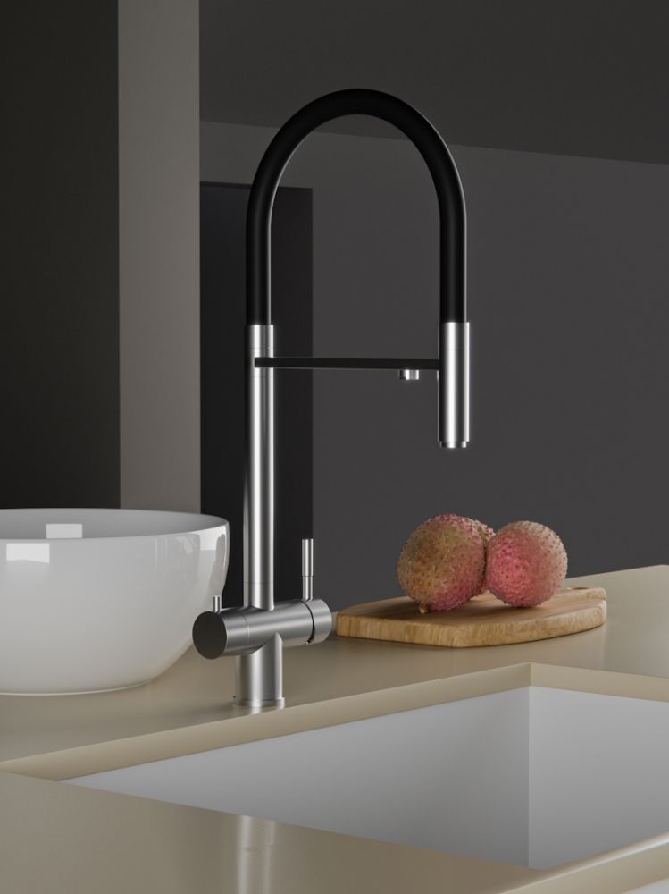 Смеситель для кухни с подключением фильтра Knotlor SS-16, сатин, артикул SS-16