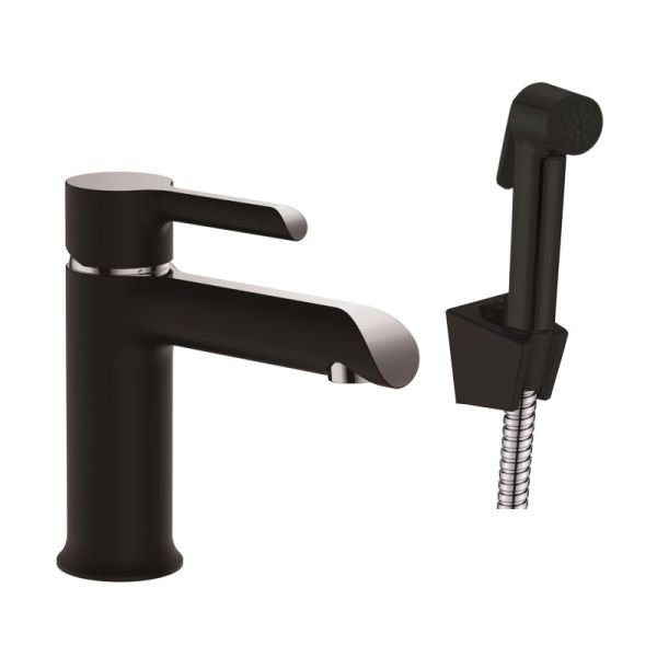 Смеситель для раковины с гигиеническим душем Haiba HB12805-7, черный