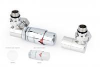 Автоматический терморегулятор 3D левый G 1/2" НР х G 3/4" НГ (набор) (Белый - Белый)