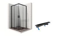 Душевой уголок Ambassador Queen Black 11011204-ST10, квадратный, линейный трап, 100х100