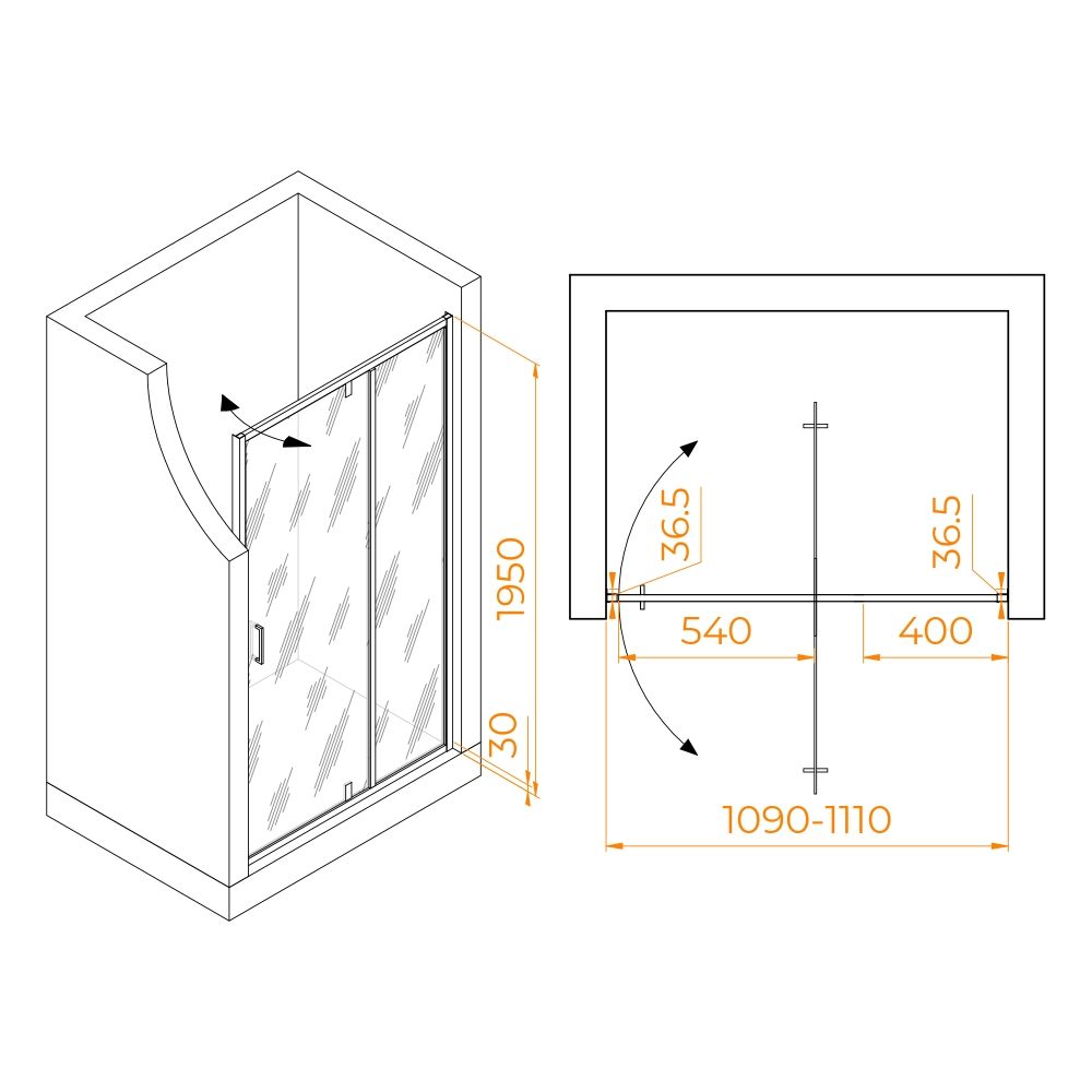 Душевая дверь RGW LE-103 (Прозрачное, 1100)