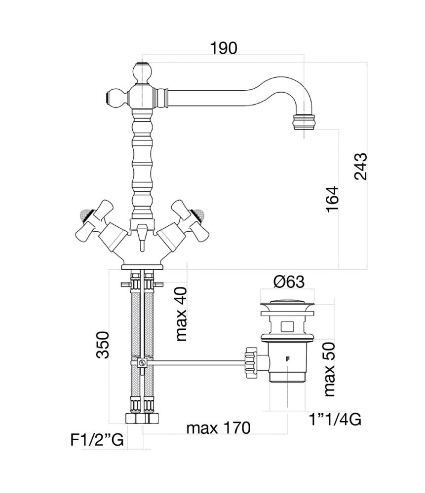 Смеситель для раковины Fiore MARGOT SKY (SWAROVSKI®) 01CO0625, хром/золото, артикул 01CO0625