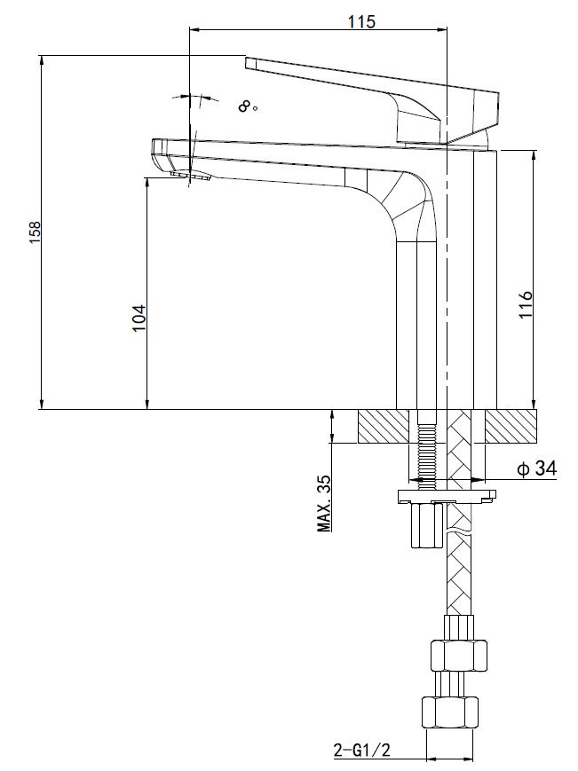Смеситель для раковины WONZON & WOGHAND ATHENS, Хром (WW-081103-CR)