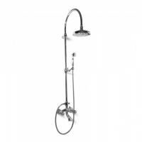 Bongio Impero Смеситель для ванны - с изливом, душевой стойкой с верхним и ручным душем, цвет хром/Blue and Red Swarovski