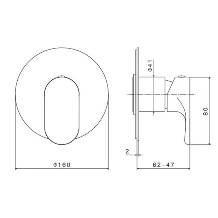Встроенный однорычажный смеситель OLE  для душа на 1 поток, матовый черный, артикул 69475EKM.01.093