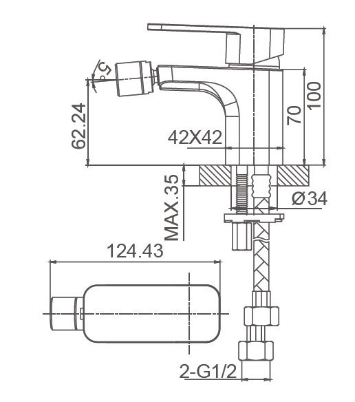 Смеситель для биде WONZON & WOGHAND ARNIE, Черный матовый (WW-695001-MB)