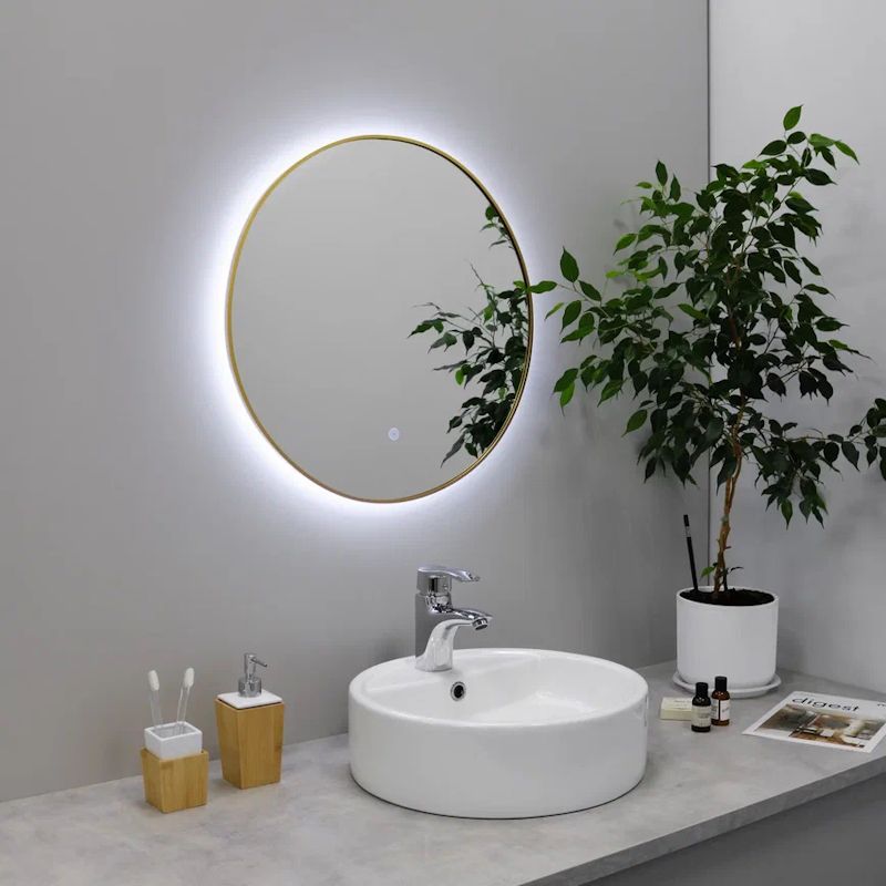 Зеркало с подсветкой LED Fixsen FX-1080G круглое 80х80 см, золотой сатин, артикул FX-1080G